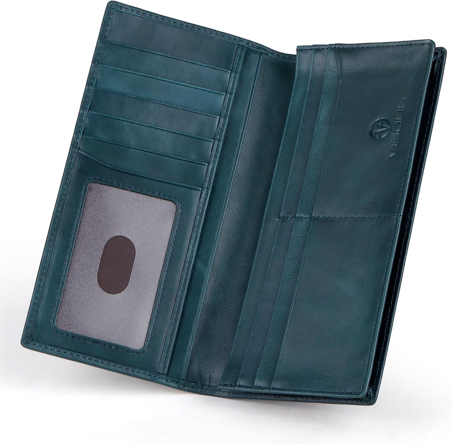 Detalle 2 de VISOUL Portafoglio Lungo in Vera Pelle Blu 18,7 cm