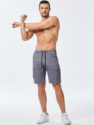 Detalle de Elegancity Herren Cargo Shorts Kurze Hose – Hellgrau, Größe XL