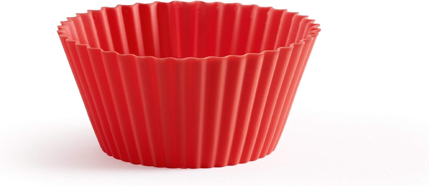 Thumbnail 4 de Lékué Pack de 12 caissettes de muffins en silicone Platine Rouge – 7 cm