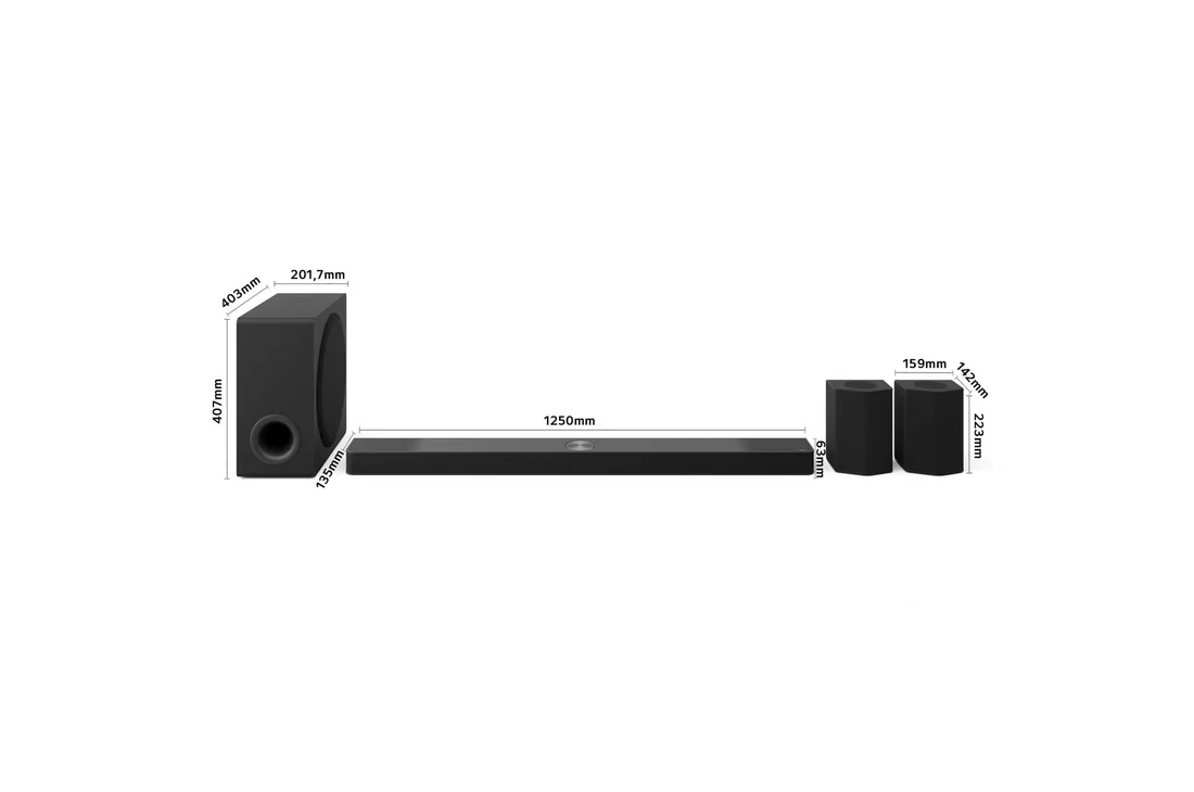 Detalle 2 de LG S95AR.OBSPTO: Barra de sonido de cine en casa con 9.1.5 canales y Dolby Atmos