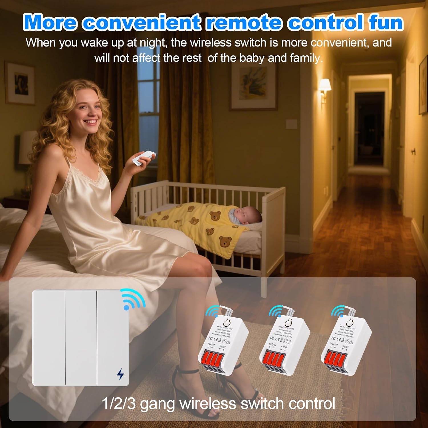 Thumbnail 6 de LYGKJ 2 Switch and 2 Receiver Wireless Light Switch Kit, 16 A, AC 90–250 V
