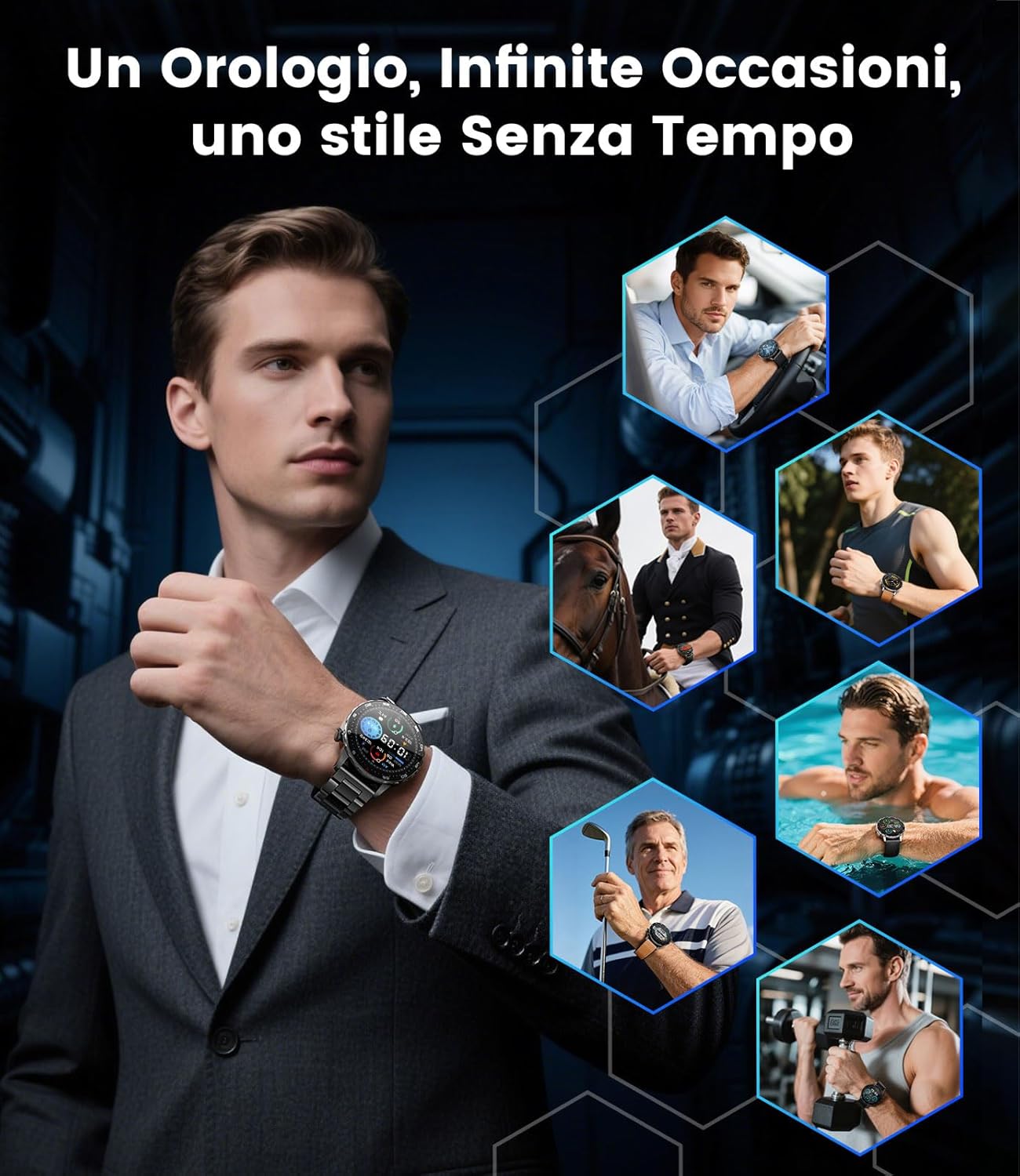 Detalle de LIGE Smartwatch Uomo: Chiamate, Fitness e Stile con 1,43'' AMOLED e Batteria da 750 mAh
