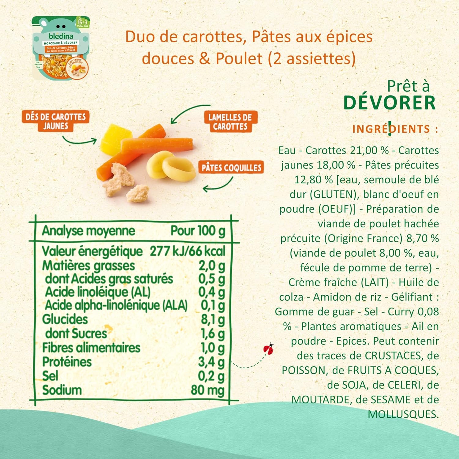 Detalle de Blédina Morceaux à Dévorer – Pack 10 assiettes pour bébé 15 mois+ (7 recettes)