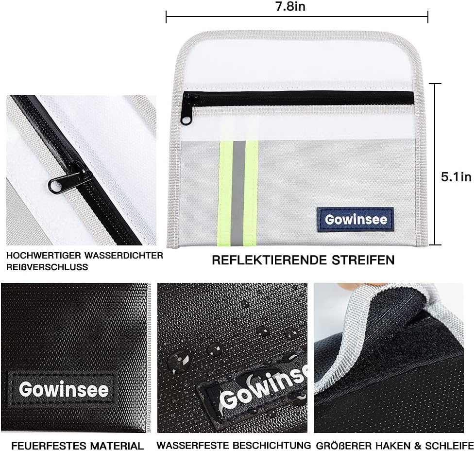 Detalle de 2 Stück Feuerfeste Tasche – Kleine Feuerfeste Geldtasche (12,7 x 20,3 cm, 6500 °F) mit Wasserschutz
