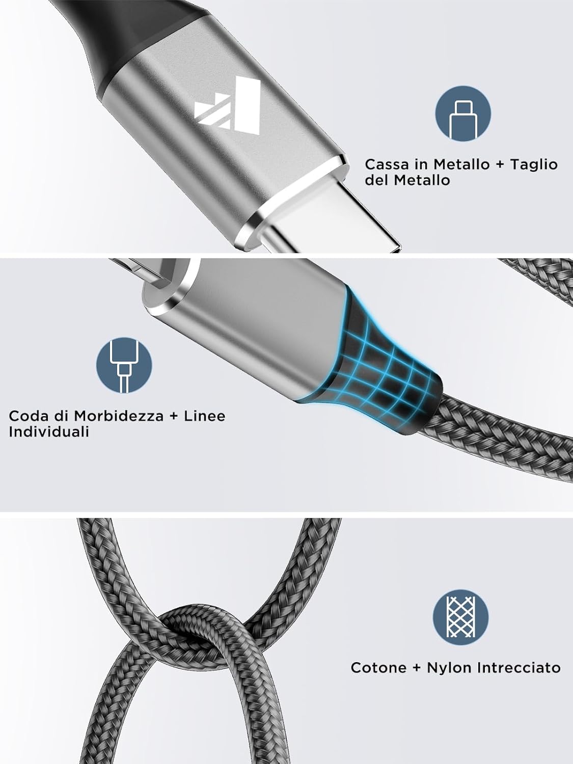 Thumbnail 2 de Aioneus cavo USB‑C a Lightning MFi certificato da 1,8 m (grigio) per iPhone e iPad