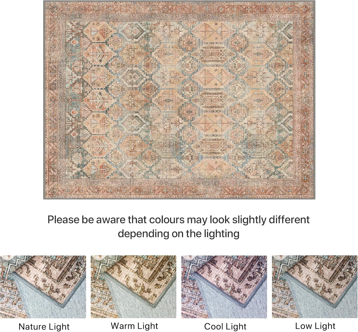 Thumbnail 5 de BEIMO Tapis de salon vintage lavable en machine antidérapant TPE 160x230 cm – Brique