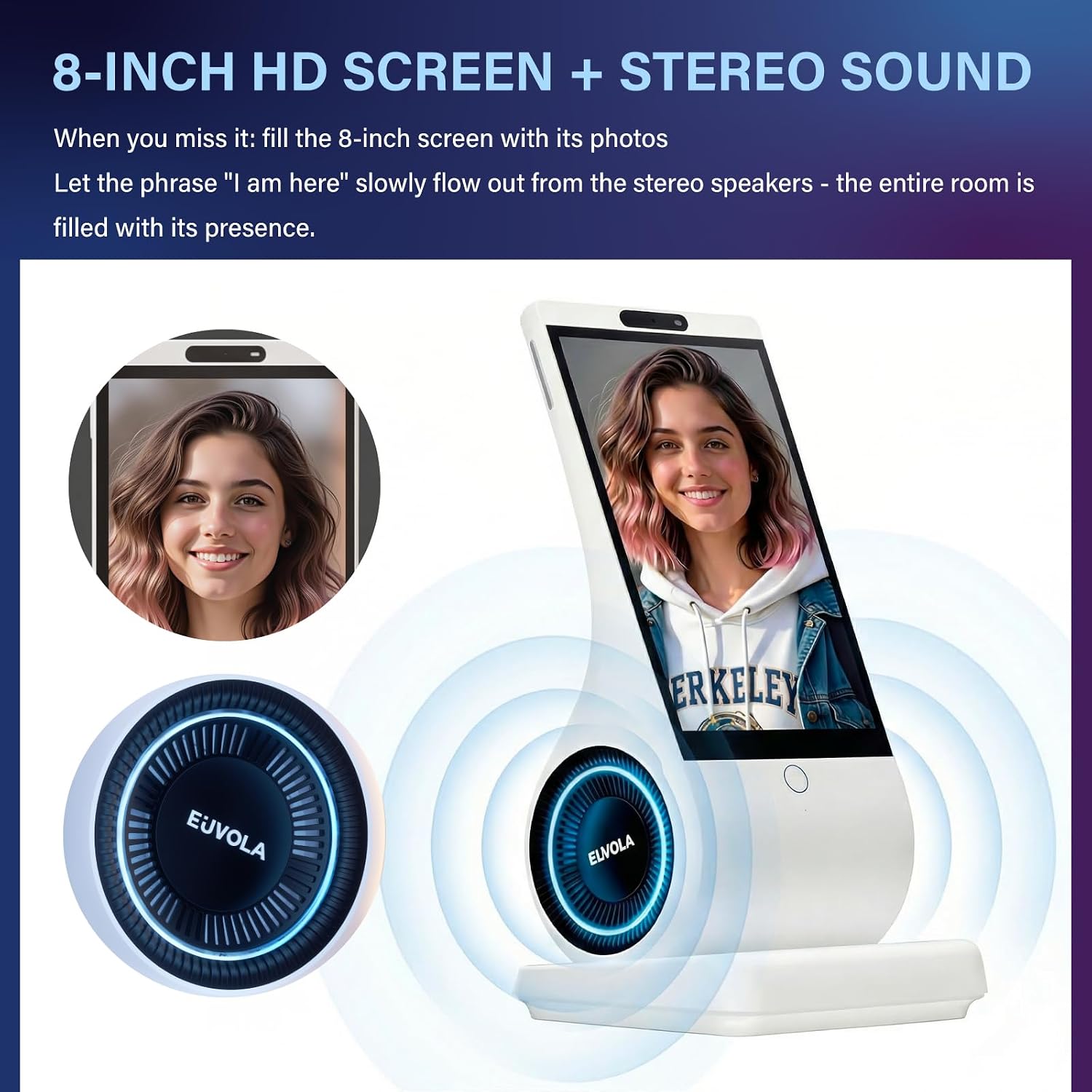 Detalle de umissfun AI companion device with 8-inch screen