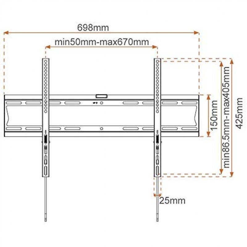 Detalle de Metronic 451043 Soporte TV fijo slim 55"-70" VESA 600x400, 45 kg