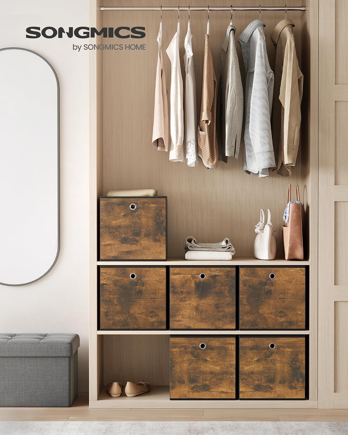 Detalle 2 de SONGMICS RFB133B01 opbergdozen, set van 6, 33 x 33 x 33 cm