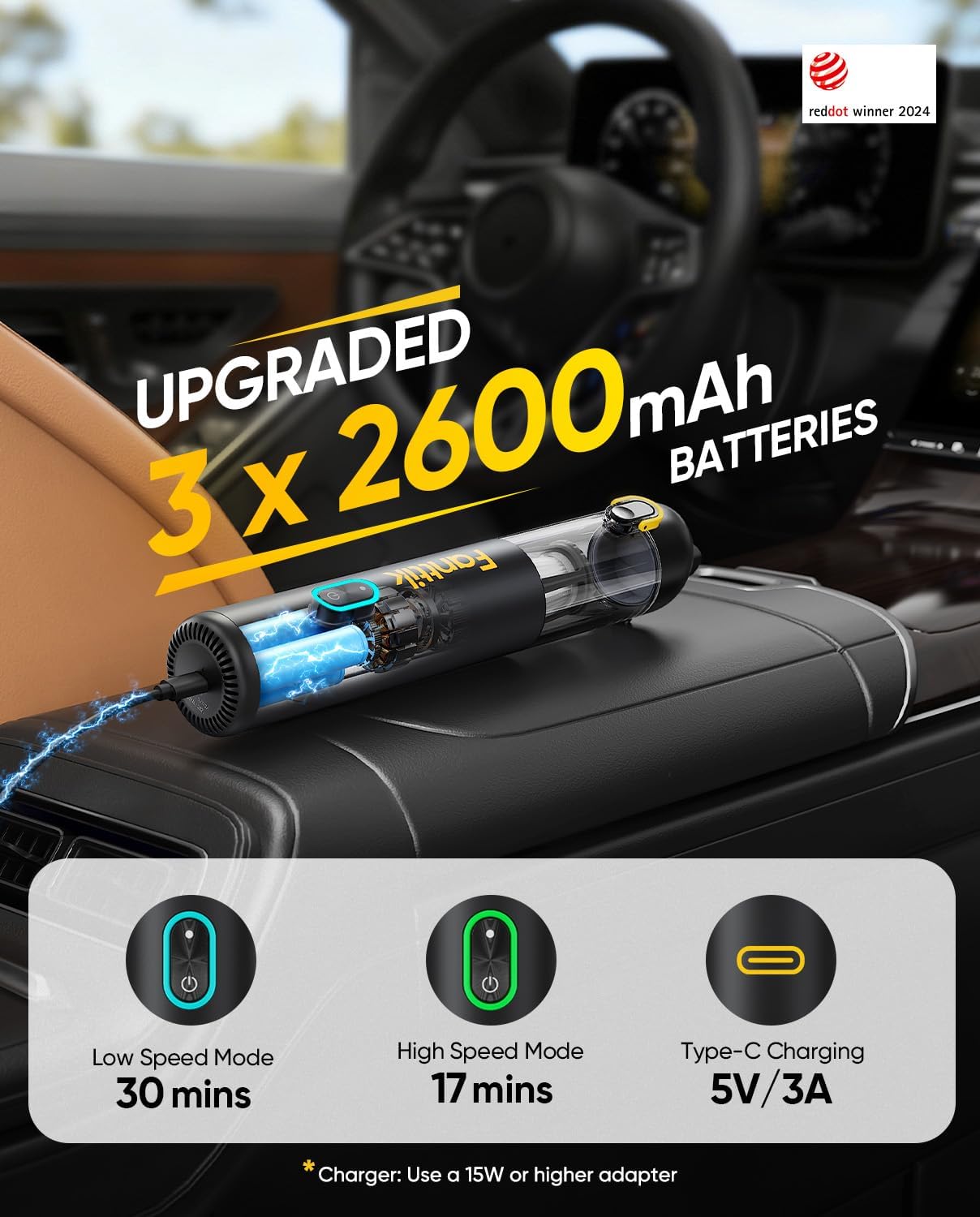 Thumbnail 2 de Fanttik V8 Mate Upgraded Cordless Car Vacuum (13000pa) — Portable Mini Handheld for Car, Desk & Keyboard