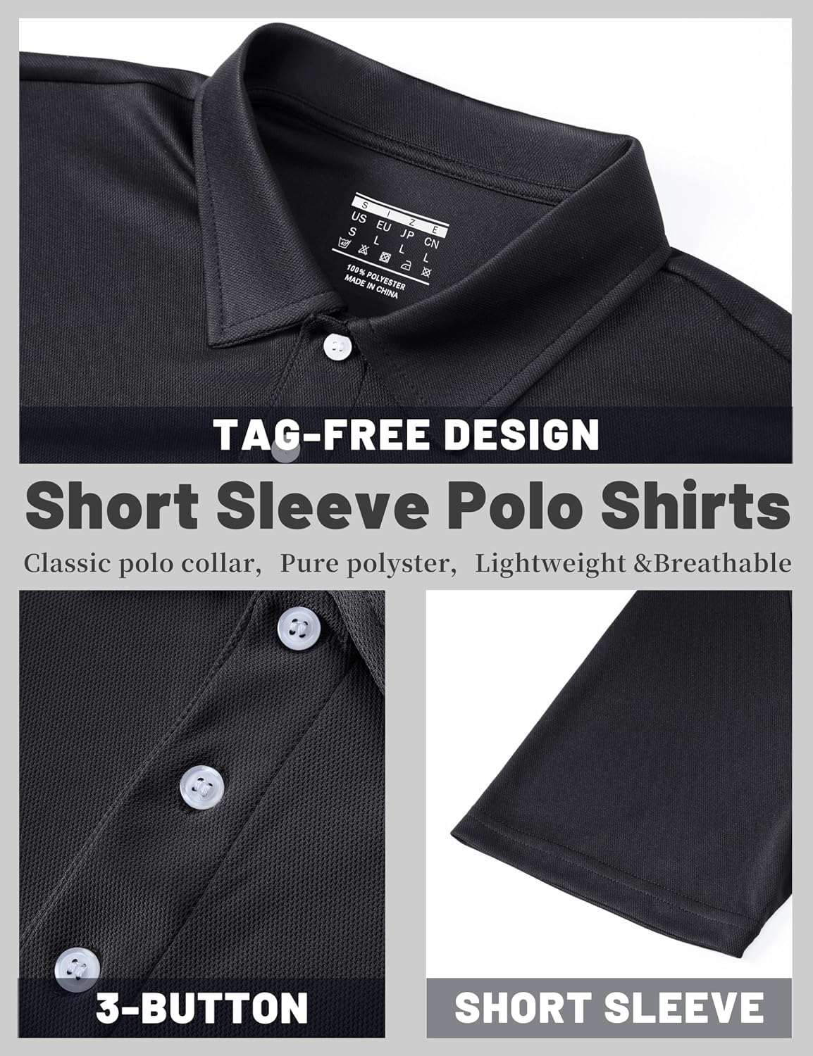 Detalle de TACVASEN men’s short sleeve polo shirt for golf, work and outdoor sports