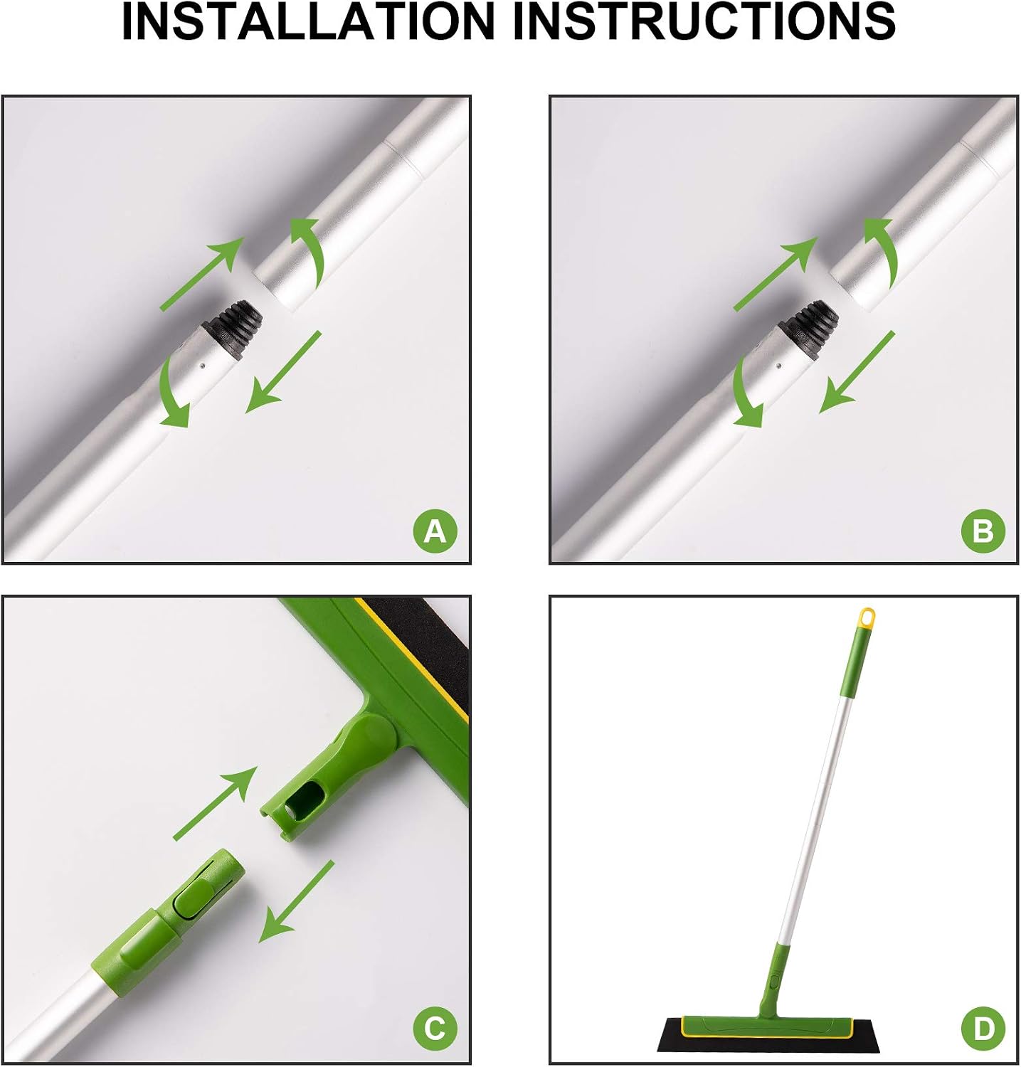 Thumbnail 5 de Eyliden 180° Rotating Floor Squeegee – 51in Long Handle, Non-Scratch Floor Cleaner for Shower, Windows, Tiles and More