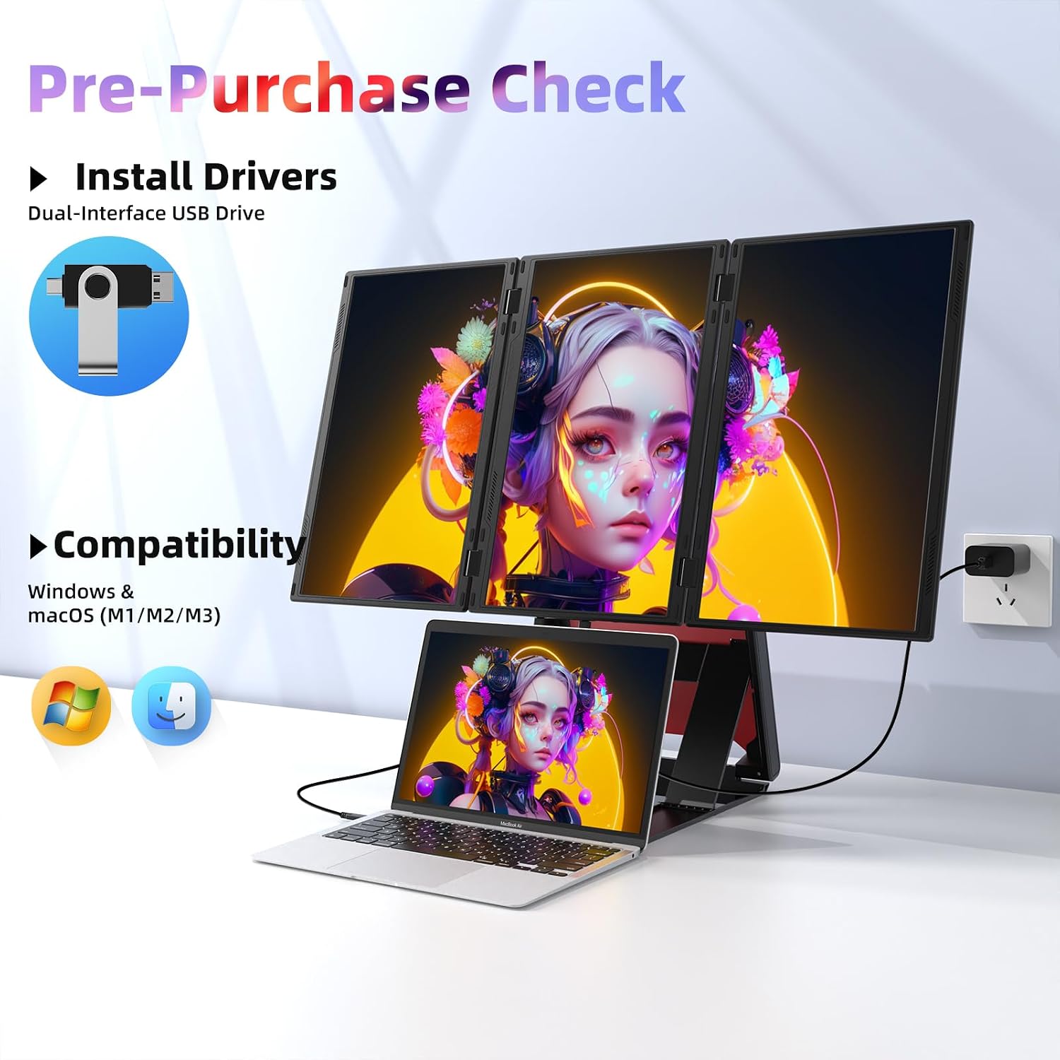 Detalle 2 de Quad Laptop Screen Extender 15.6" 30" Combined
