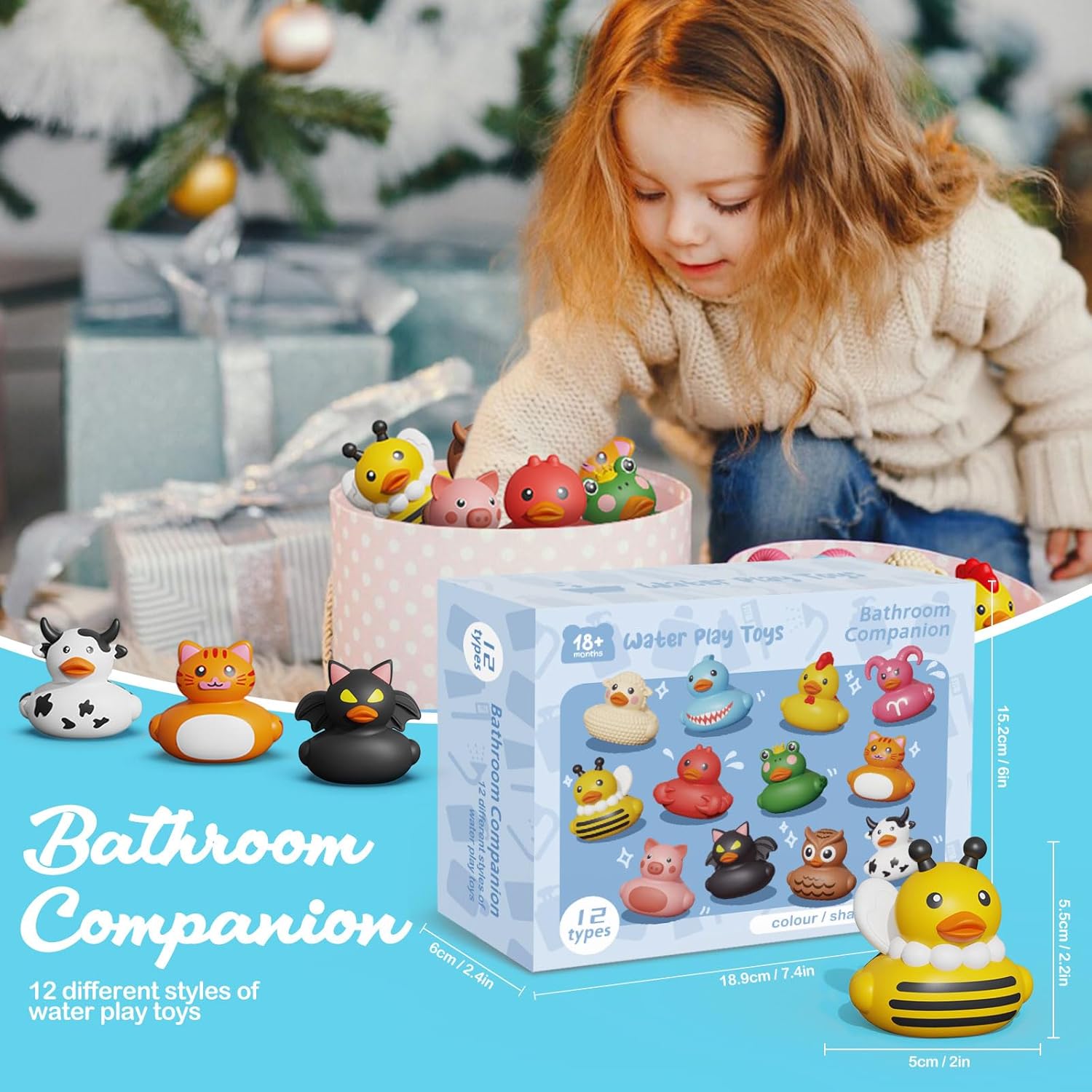 Thumbnail 5 de 12er Set Badeente Baby Gummiente – lochfreies weiches Badespielzeug für Kinder ab 18 Monaten