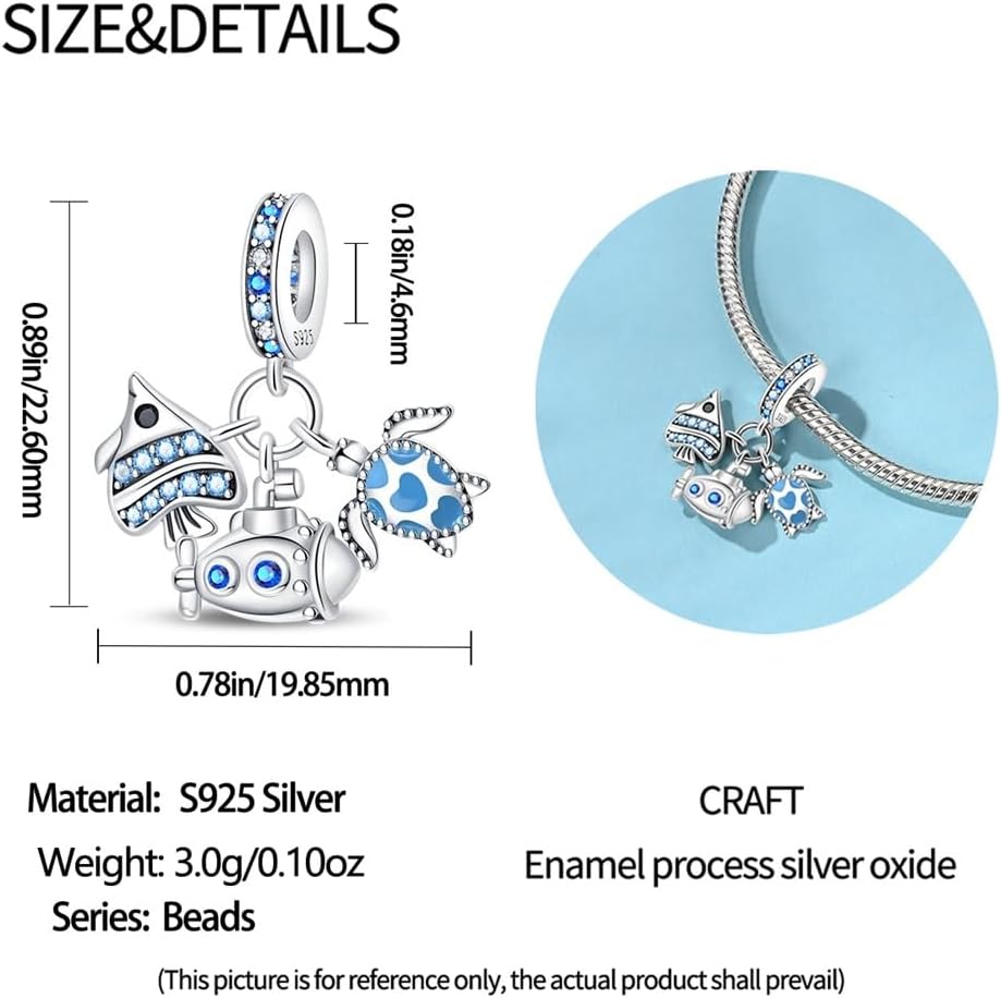 Thumbnail 4 de Pandach Damen Charm-Anhänger aus 925 Sterling Silber mit Zirkonia für Armband & Halskette (europäisch kompatibel)