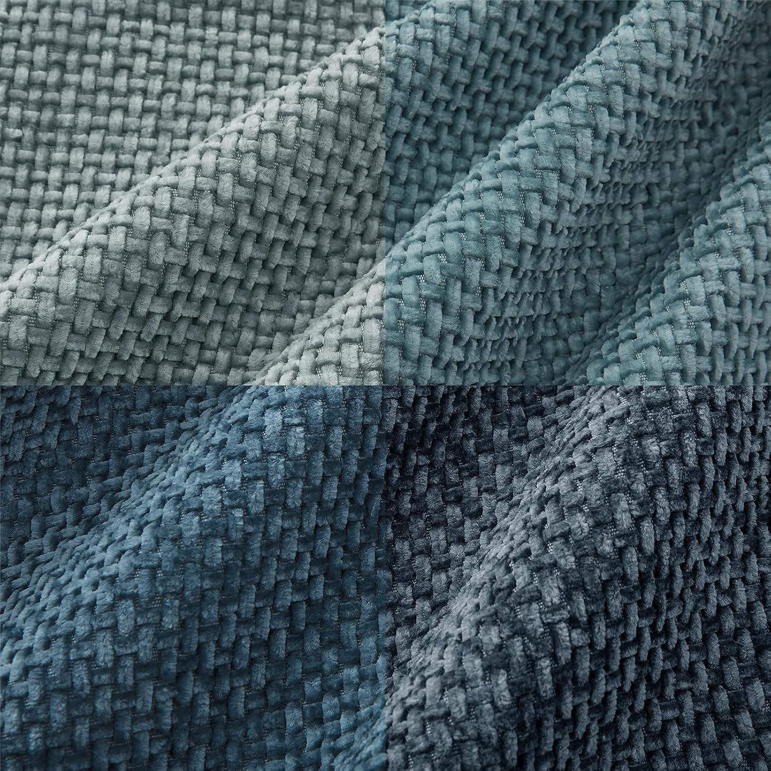 Detalle de Topfinel Kissenbezug 30x50 Blau im 4er-Set Chenille (Rattan-Webstil) mit waschbarem Bezug