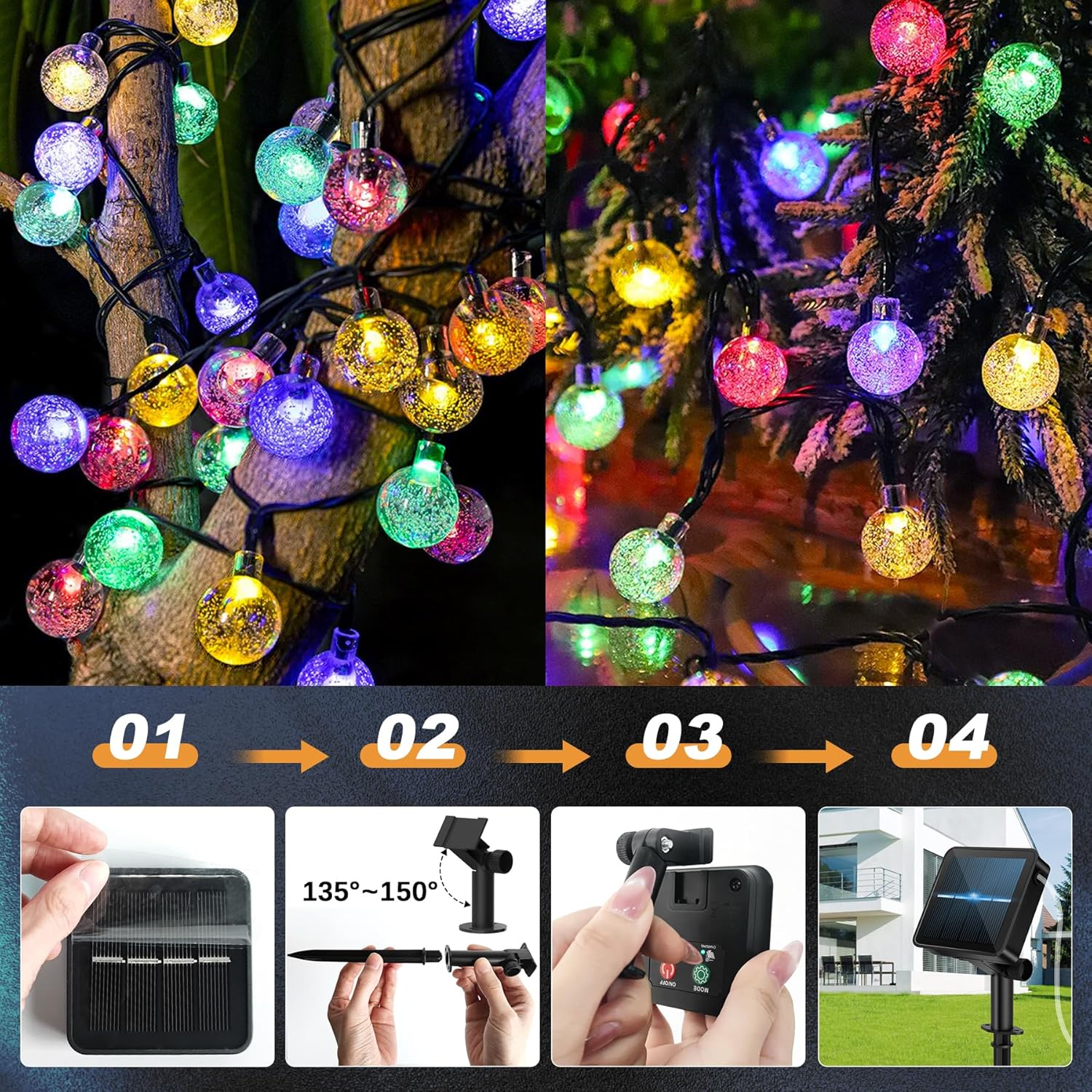 Thumbnail 3 de 60LED 6m Solar String Lights (20ft) with 8 Modes & 8-Hour Timer – Outdoor Garden, Patio, Camping & Wedding use