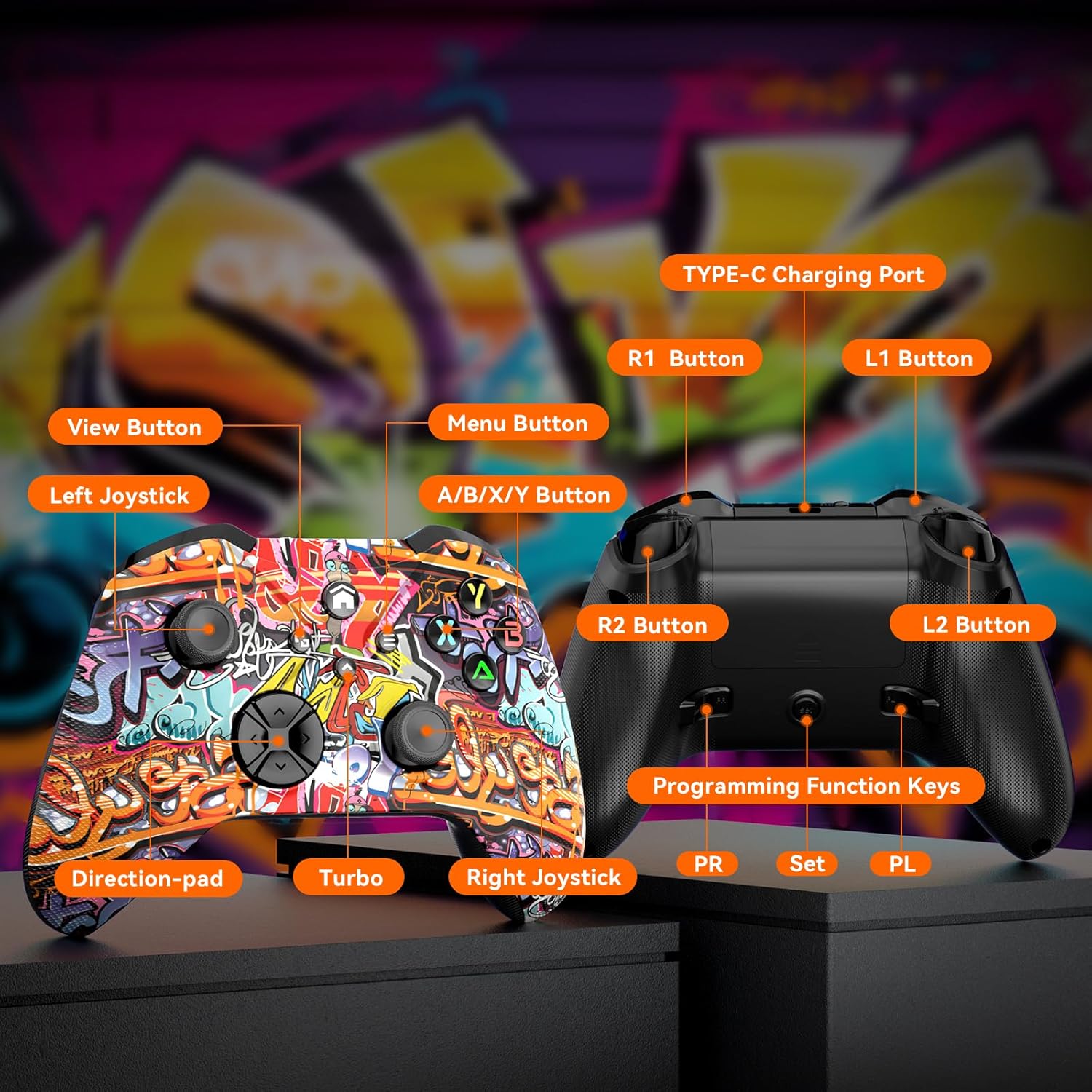 Detalle 2 de Lapezei Wireless Controller für Xbox Series S/X – Bluetooth Gamepad mit Rücken-Back-Buttons, Turbo, Dual-Vibration und 3,5 mm Audioanschluss