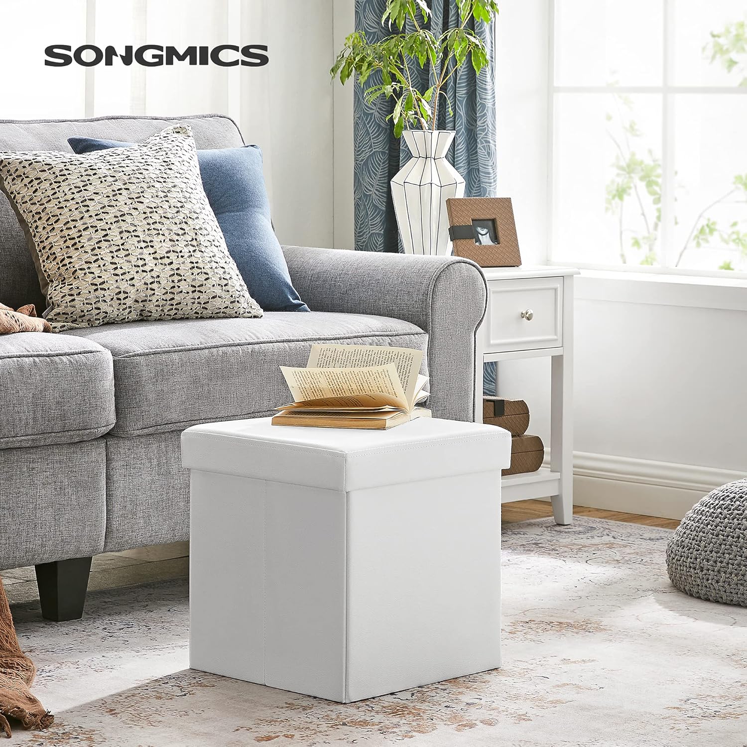 Thumbnail 1 de SONGMICS Banqueta Plegable Blanco con Almacenaje 🛋