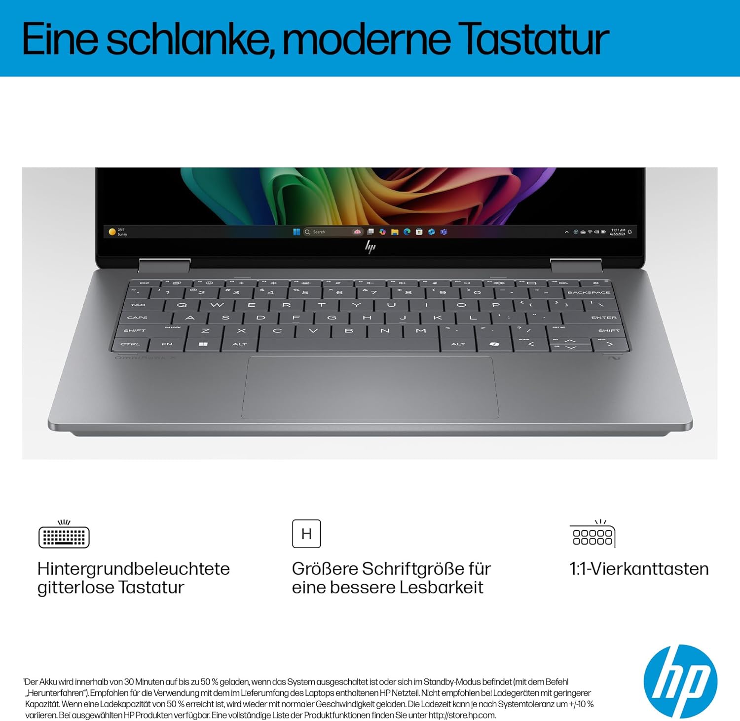 Thumbnail 4 de HP OmniBook X Flip 14 2-in-1 (AMD Ryzen AI 7 350, KI-NPU, Copilot+ PC) – silber, Touch 14" (Win11)