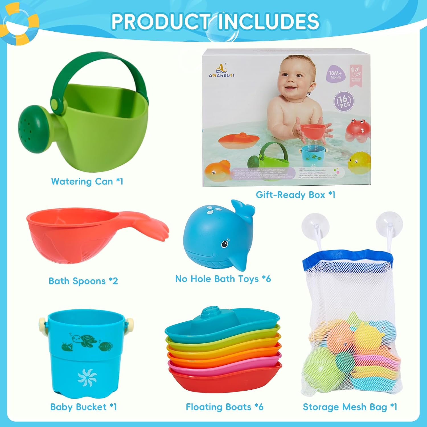 Thumbnail 4 de Baby Bath Toys 16PCS Set for 1–4 Year Olds