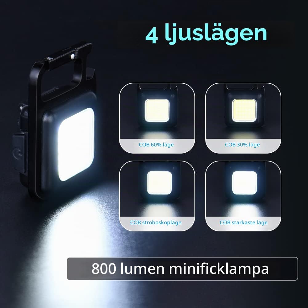Detalle 2 de URAQT Mini LED-ficklampa med 7 lägen, magnetfot och USB-C-laddning