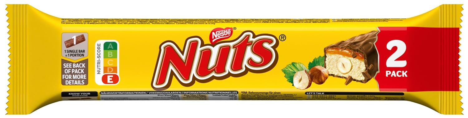 Thumbnail 1 de Nestlé NUTS 2Pack Schokoriegel mit ganzen Haselnüssen & Karamell (24er Pack, à 2 x 30g)
