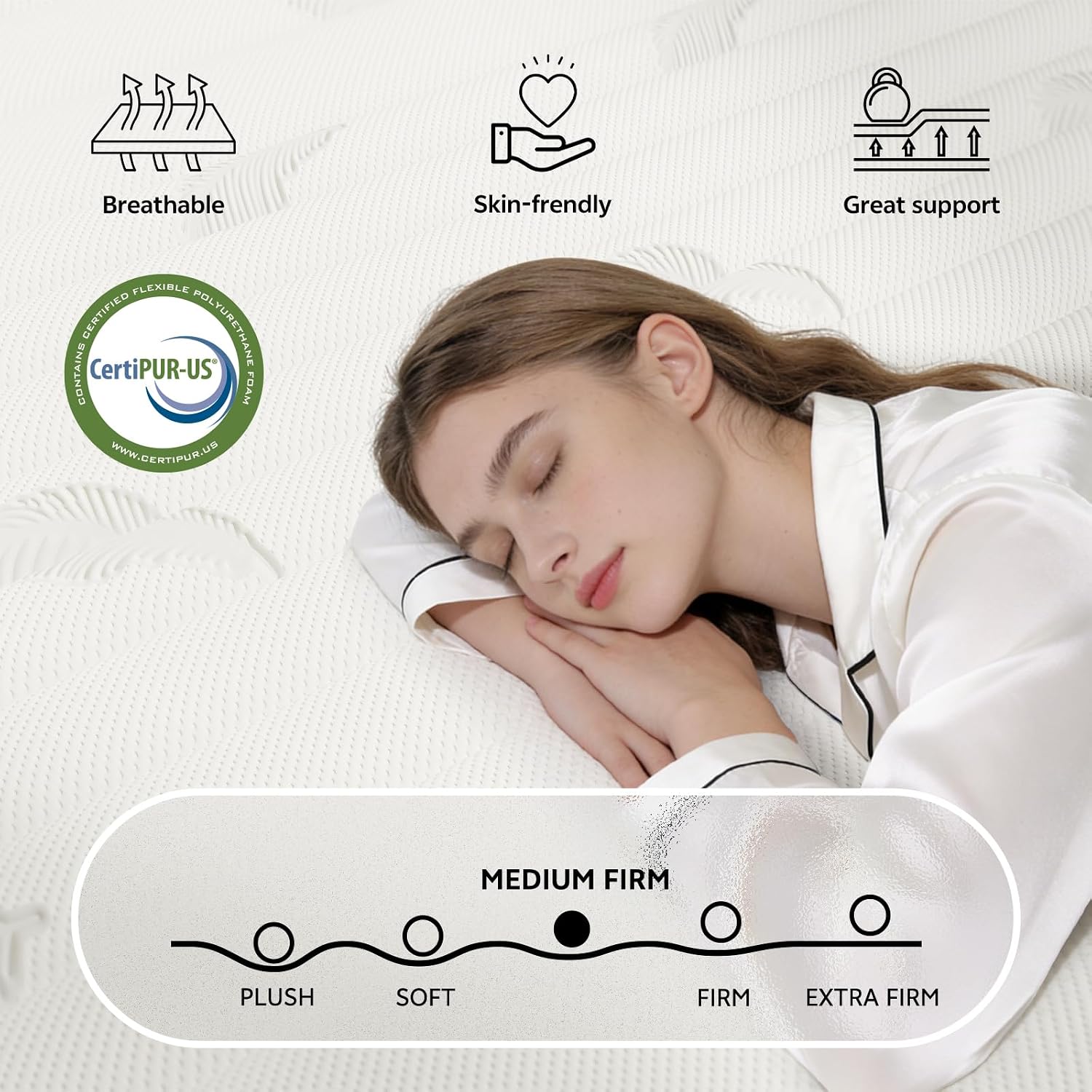 Detalle de Swbvs BG 12QU-CA Queen Hybrid Mattress, 12-Inch Memory Foam, Pillow Top
