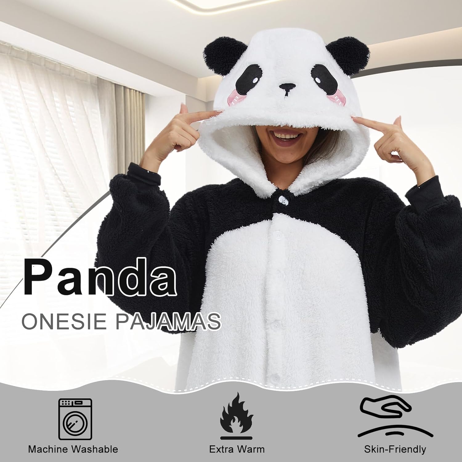 Thumbnail 2 de Luojida combinaison pyjama pilou pilou kigurumi (grenouillère) adulte avec poches et chapeau