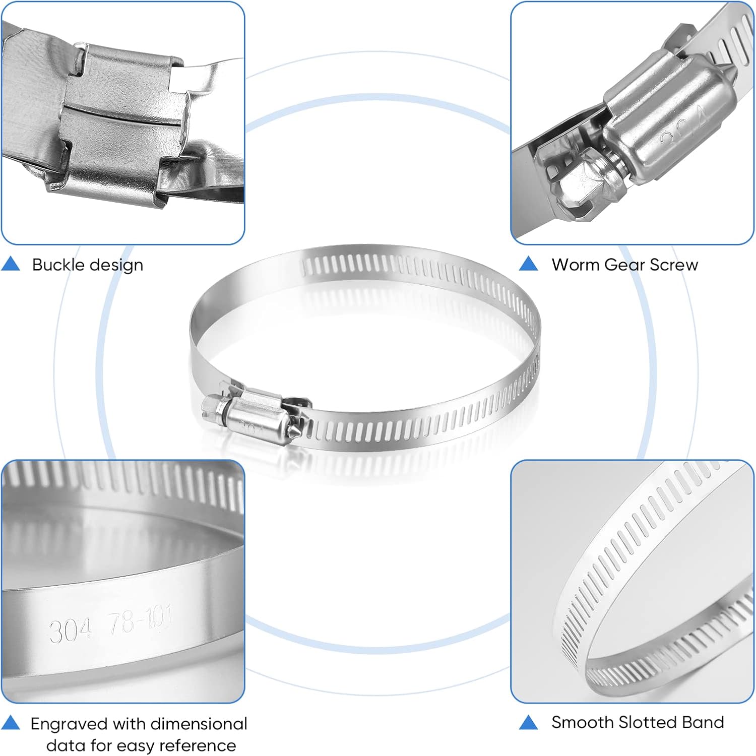 Detalle de TICONN 12PCS Hose Clamp Set 5"โ6" ๐