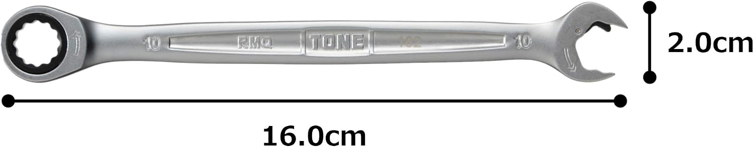 Detalle de トネ TONE HPRMQ-10 クイックラチェットめがねレンチ 二面幅10mm・薄型ストレート
