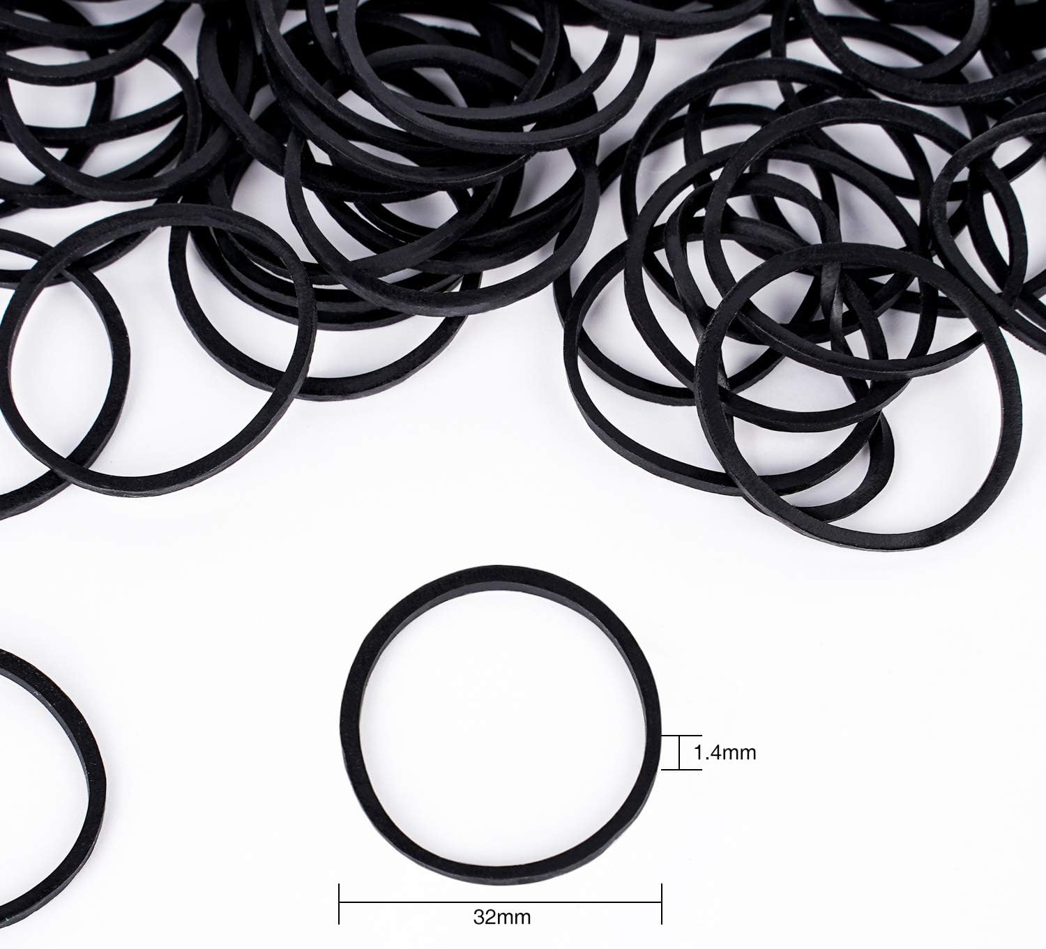 Detalle de HOYOLS Lot de 330 grands élastiques en caoutchouc noir sans latex, 30 mm × 1,6 mm – pour cheveux et bureautique
