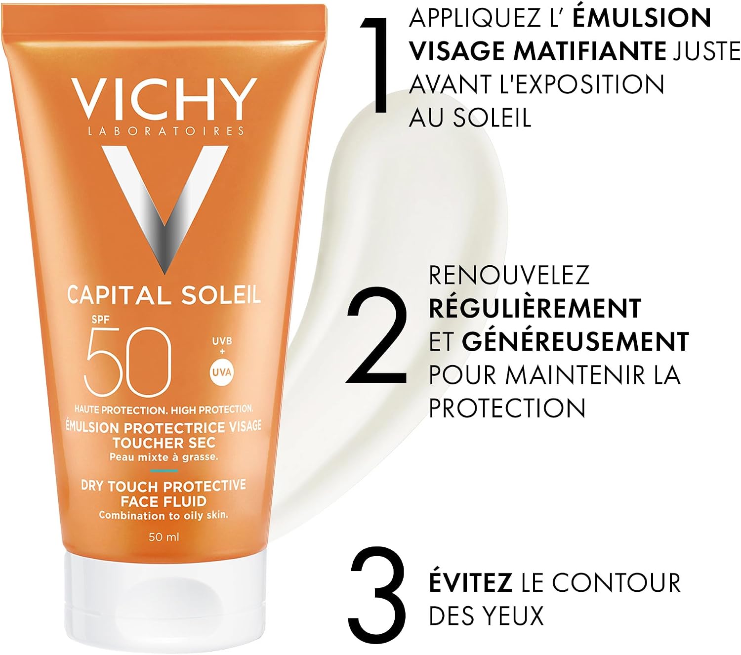 Thumbnail 6 de Vichy Capital Soleil Émulsion Toucher Sec SPF 50 – Crème Matifiante pour Peaux Mixtes à Graisses