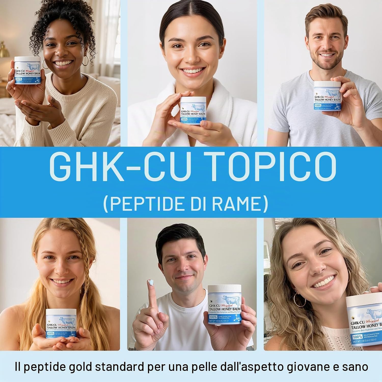Detalle de Copper Peptides GHK-Cu Beef Tallow Skin Care: Balsamo idratante al sebo di manzo con blu di metilene, miele di Manuka e vitamina E