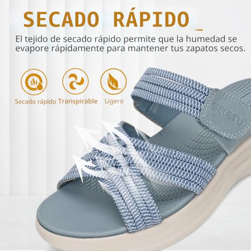 Detalle 2 de ZDQ Sandalias Mujer Verano Ortopedicas Sandalias con Punta Abierta Azul 42