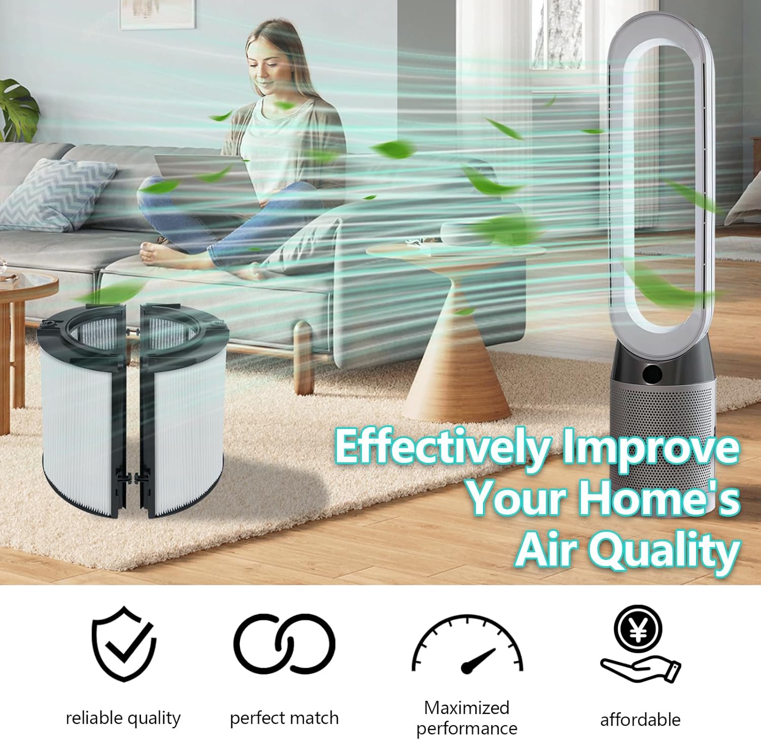 Detalle de 360° Glass 2-in-1 HEPA + Activated Carbon Filter for Dyson Air Purifiers (360 True H13 HEPA + Activated Carbon)