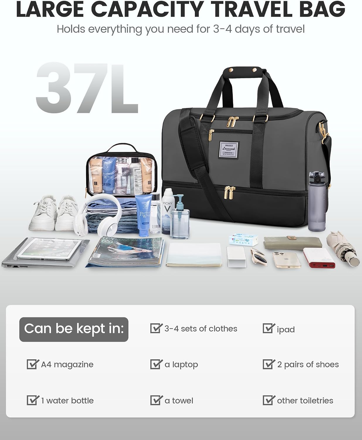 Thumbnail 4 de LOVEVOOK Weekender Reisetasche 37L