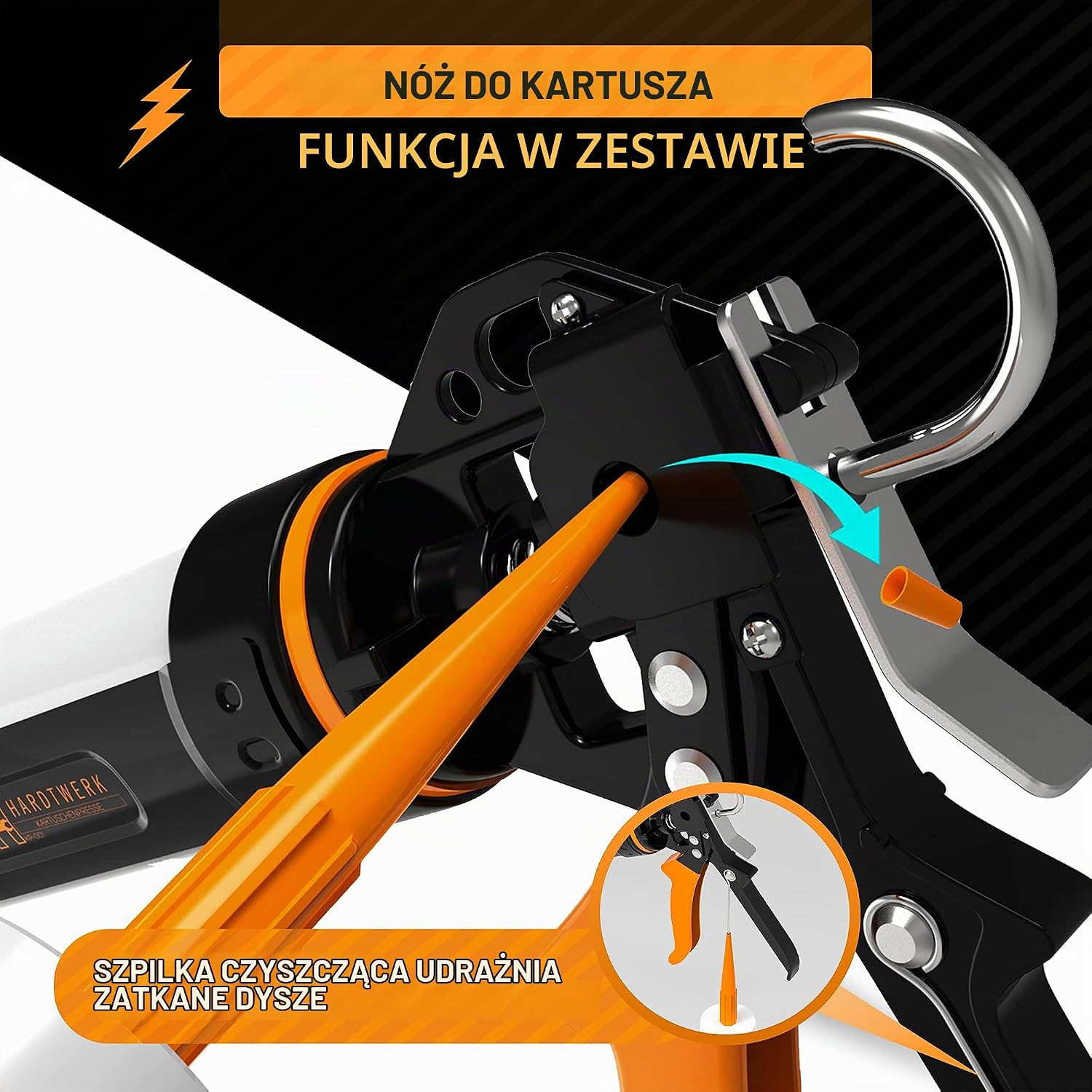 Detalle de HARDTWERK wyciskacz do kartuszy 18:1 z obcinaczem, aluminiowy