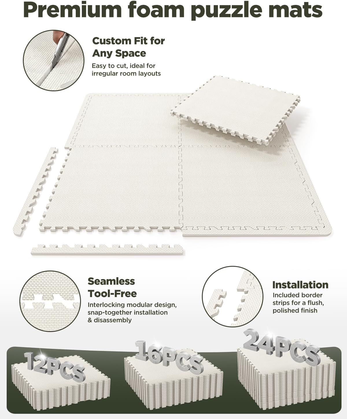 Detalle 2 de VivaLuz VLBG06-GM4-12 EVA Puzzle Exercise Mats, 16 Tiles, 64 Sq. Ft.