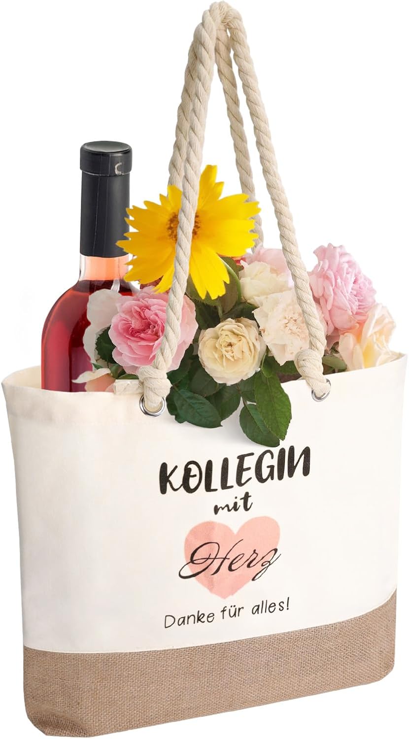 Detalle de Kaempe Kollegen Tasche – Jute Tragetasche als Abschieds- oder Geburtstagsgeschenk für Kollegin/Kollegen