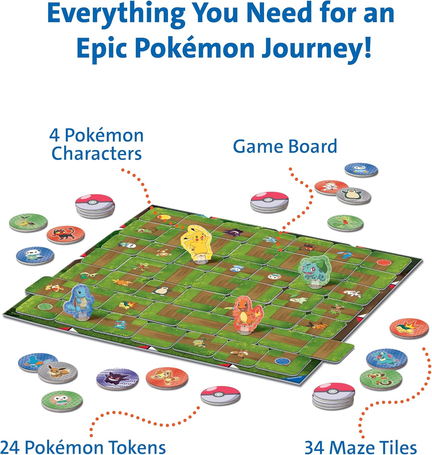 Detalle de Ravensburger Laberinto Pokémon, 2‑4 jugadores 🎲