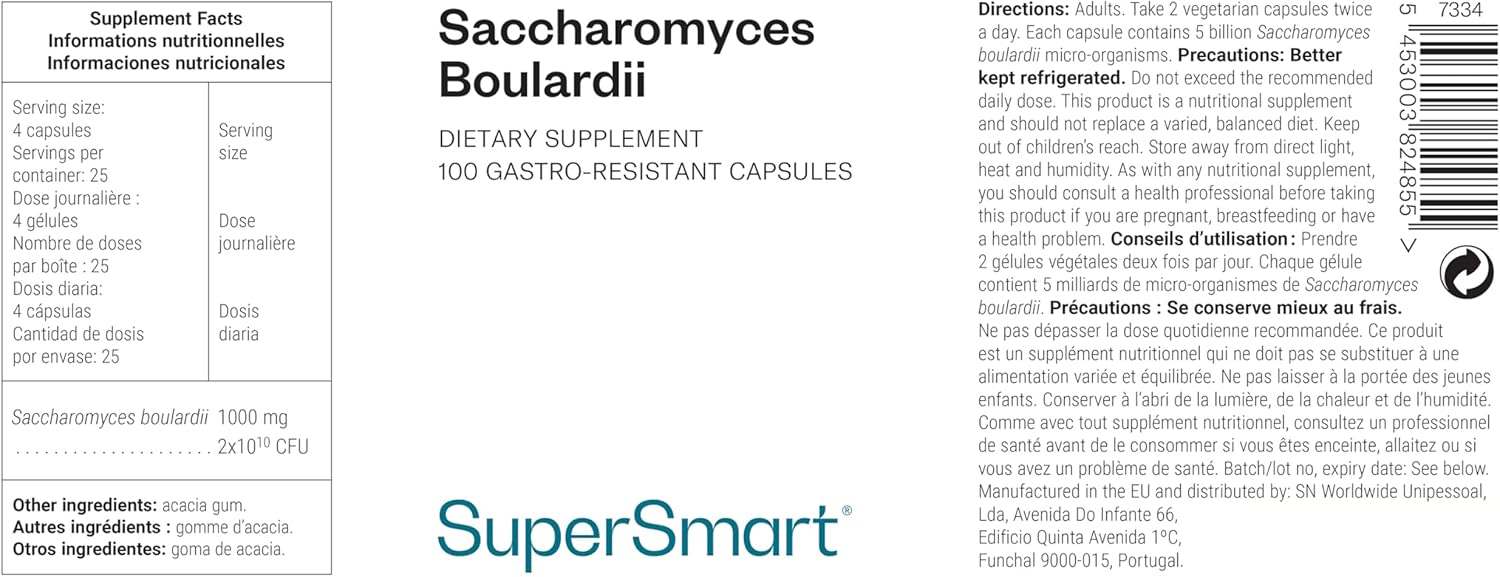 Thumbnail 1 de Saccharomyces boulardii – Supersmart, probiotiques vegan à 20 milliards d’UFC pour rééquilibrer la flore intestinale