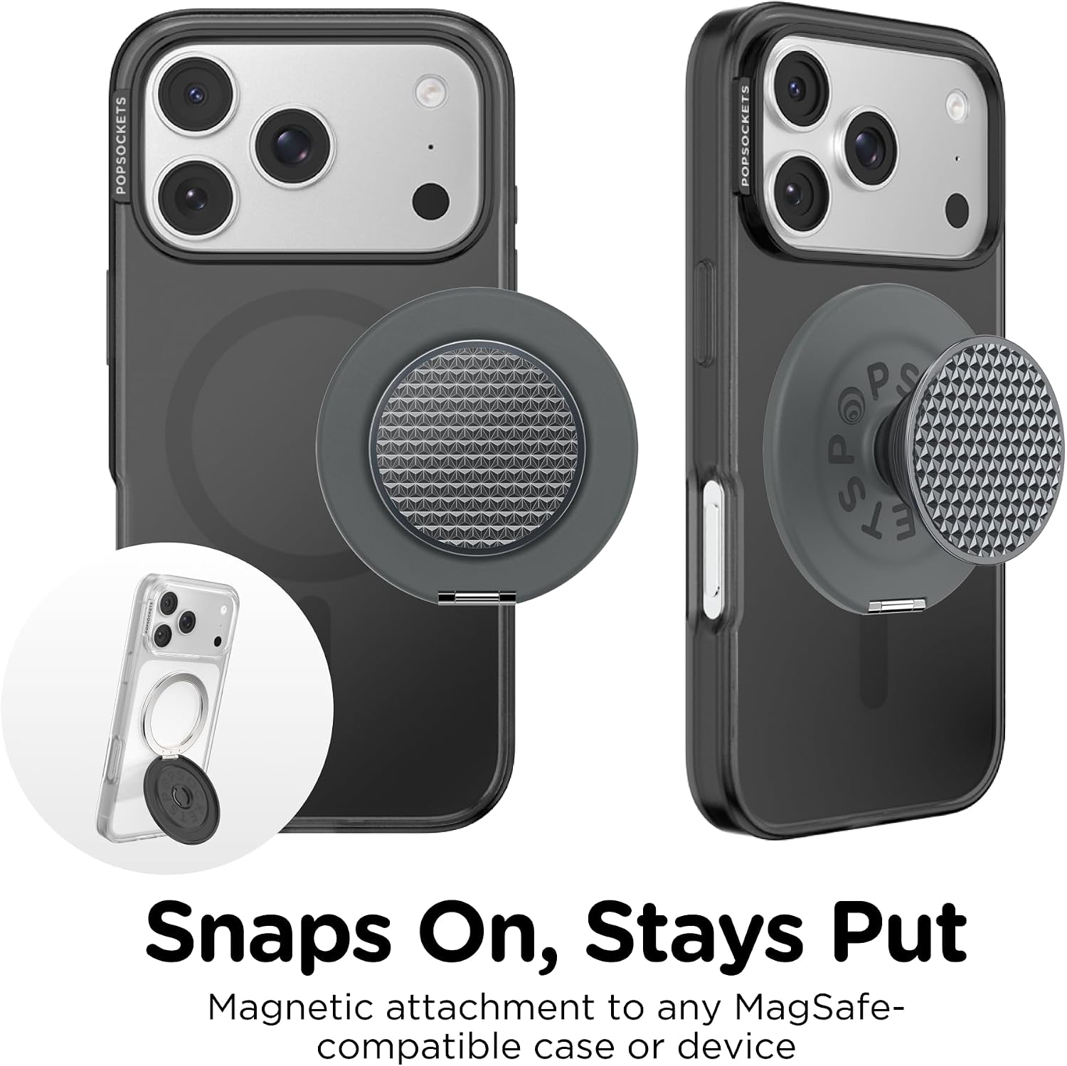 Thumbnail 4 de PopSockets 809342 キックアウトグリップ MagSafe対応・縦横調整スタンド付き 光沢ホワイト