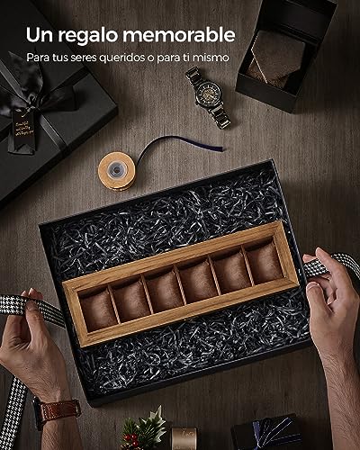 Thumbnail 7 de SONGMICS Caja para Relojes con 6 Compartimentos en Madera Maciza