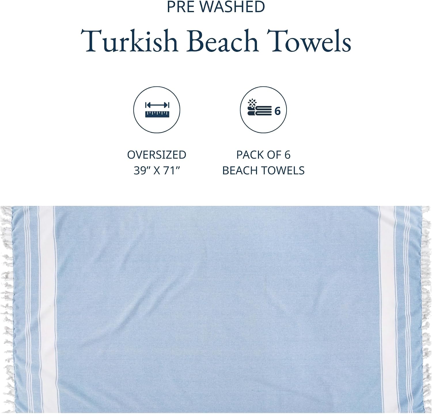 Detalle de LANE LINEN Turkish Beach Towels Set 39x71