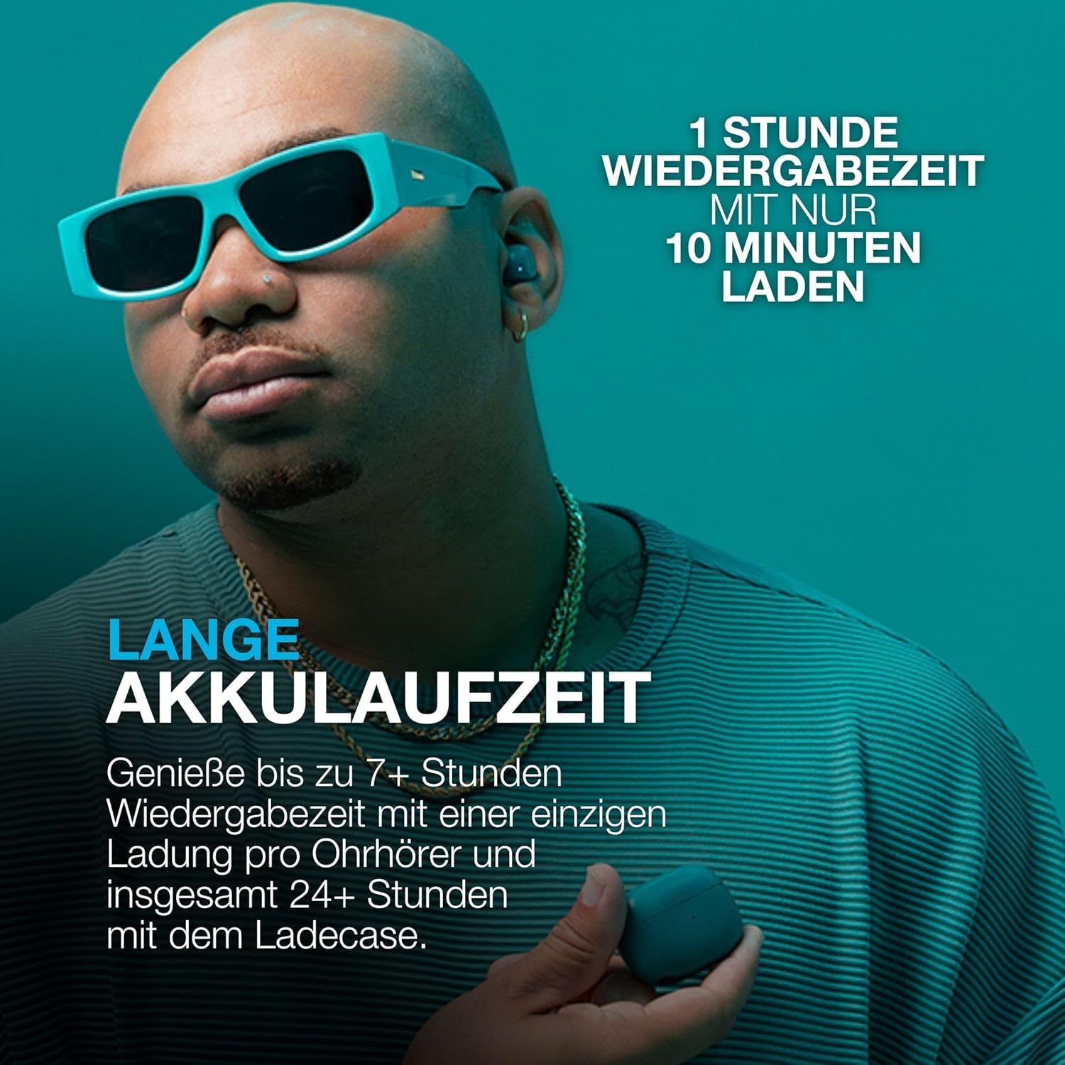 Thumbnail 2 de JLab Go Pop ANC In Ear Kopfhörer – True Wireless mit ANC, Multipunkt und IP55 in Blaugrün