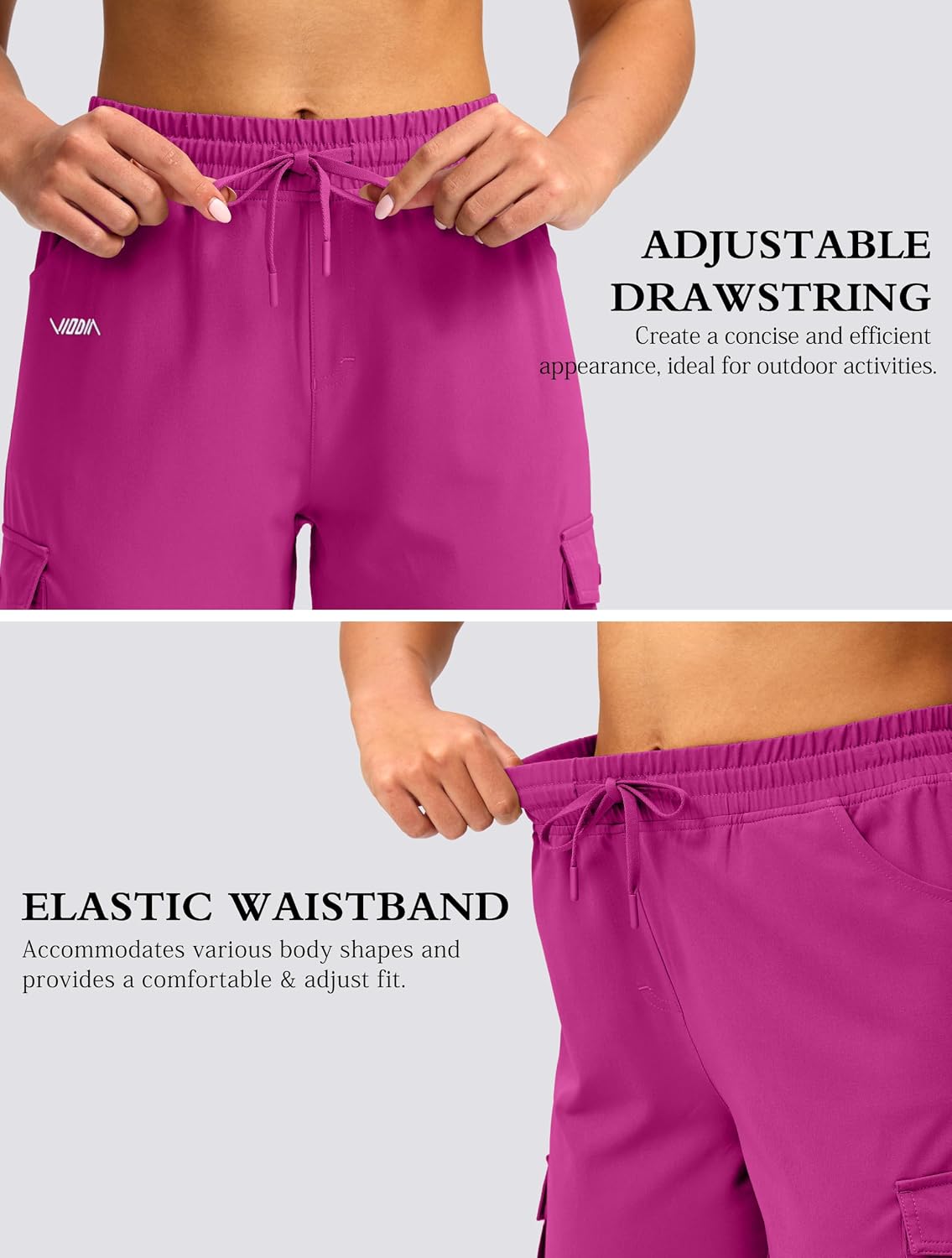 Detalle 2 de Viodia 15" Long Cargo Shorts for Women, Knee-Length Quick-Dry Hiking Bermudas