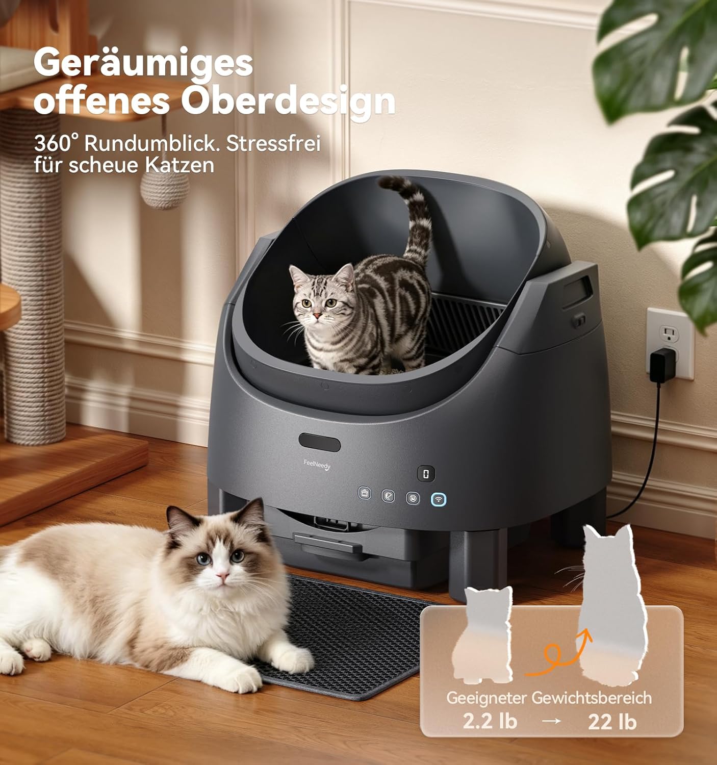 Thumbnail 1 de FEELNEEDY Katzenklo Selbstreinigend – Elektrisch, APP-gesteuert, geruchsneutralisierend