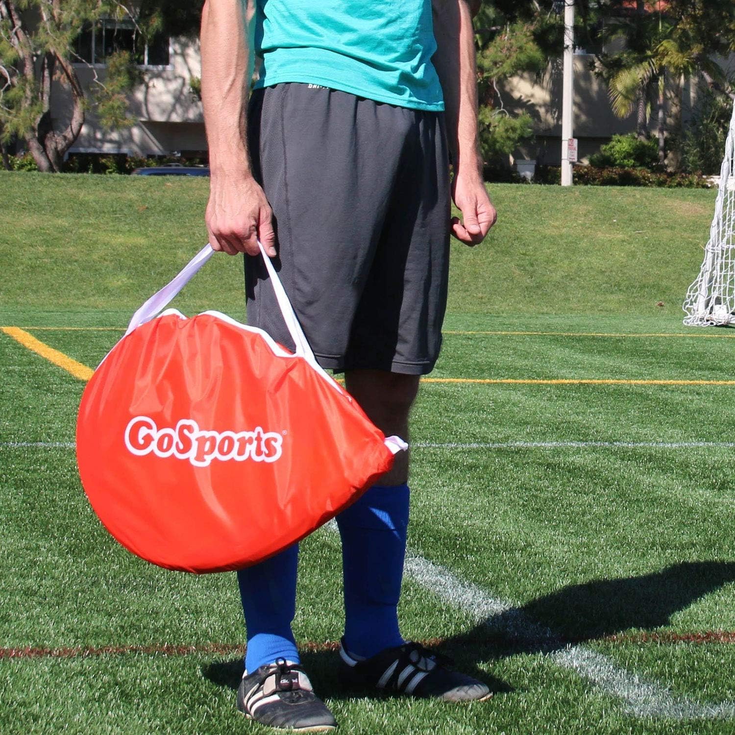 Detalle de GoSports Portable Pop-up Football Goals – Lot de 2 (1,2 m) avec cônes et étui