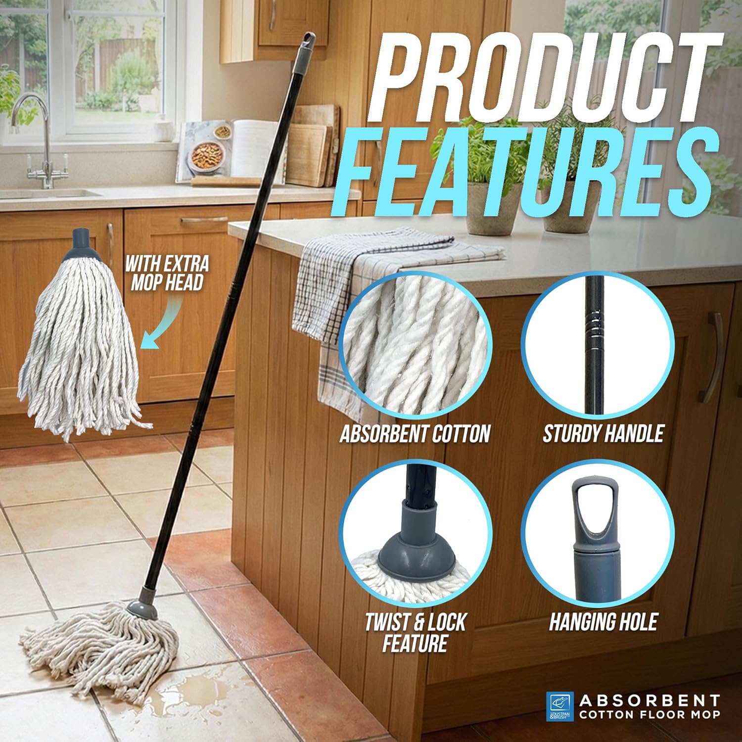 Thumbnail 4 de Cotton Floor Mops Mop System 110cm handle